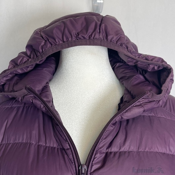 Kamik Caia Down Parka 550 Down Fill Puffer Jacket Size L Plum Hooded Long EUC - Picture 4 of 10